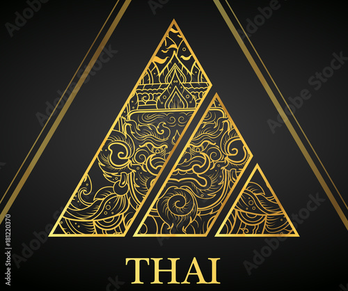 Giant Thai art element Traditional design gold for greeting cards,cover.vector