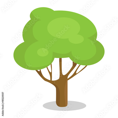 Green Tree with Trunk Vector Illustration Icon