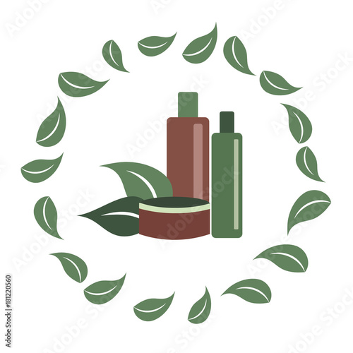 Ecologically clean cosmetics with natural ingredients. Logo, advertising.