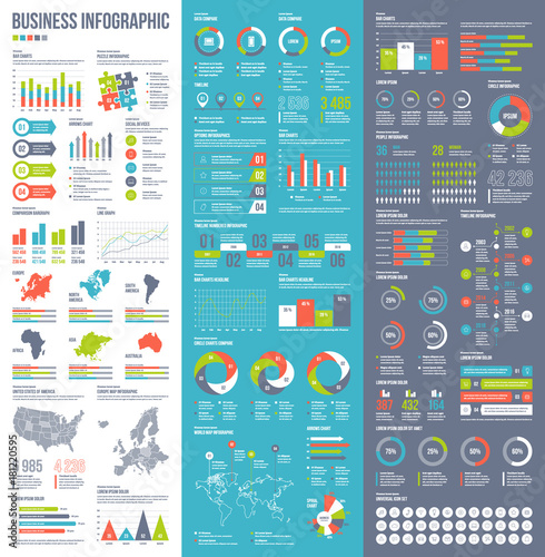 Infographic vector elements for business illustration in flat style.
