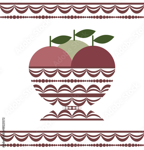 Fruit bowl in the frame. Design for menus, promotional leaflets