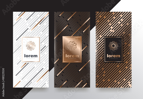 Vector set packaging templates with different texture for luxury products.logo design with trendy linear style.vector illustration