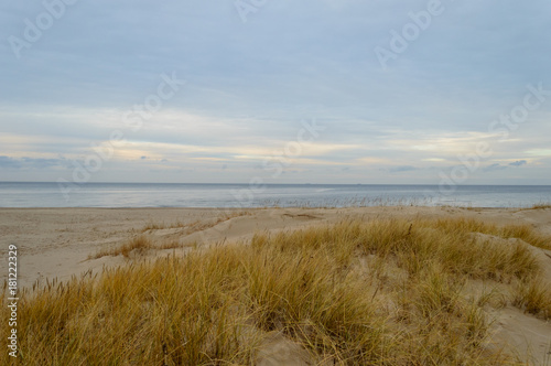 Fototapeta Naklejka Na Ścianę i Meble -  sandy sea beach with wide angle perspective