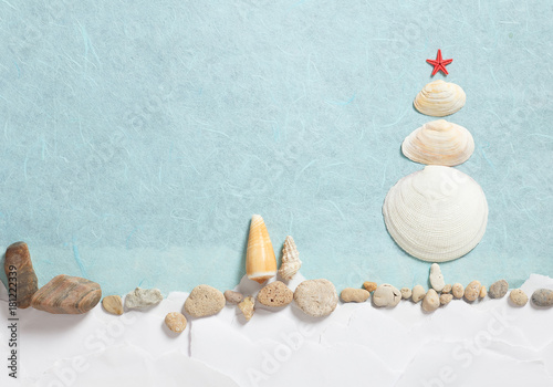 Christmas tree made from shells.