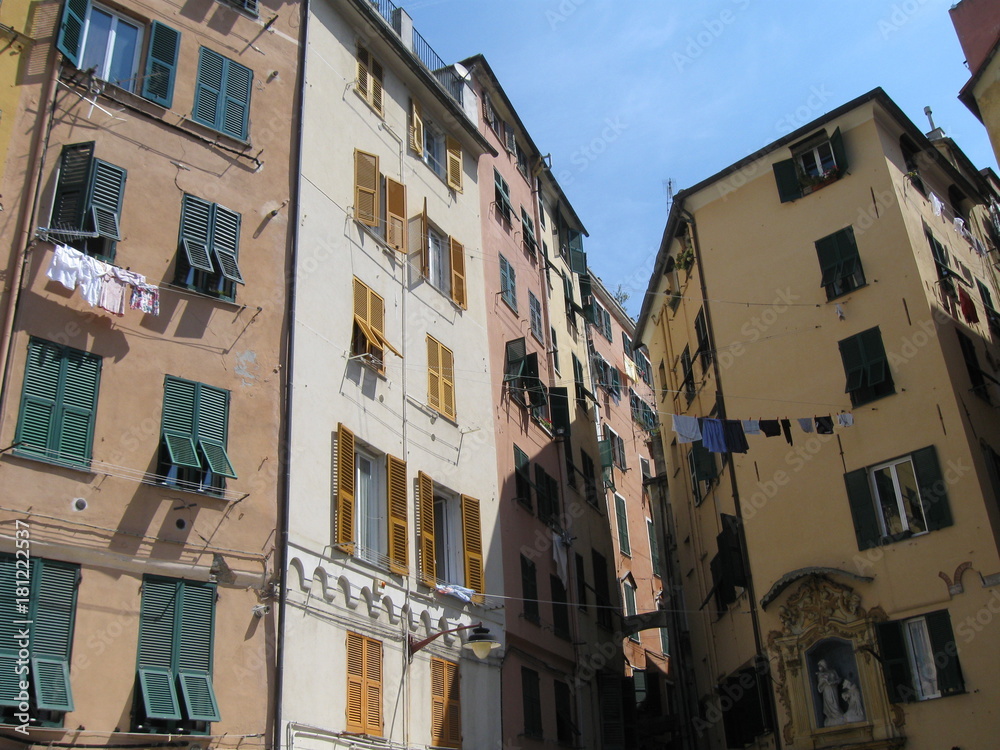 Detail of architecture of Genoa, Italy.