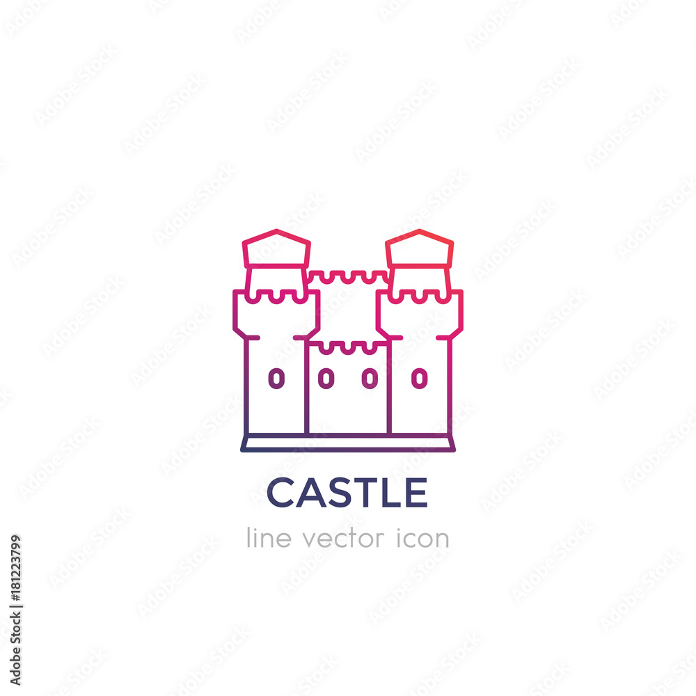 castle, fortress vector linear icon