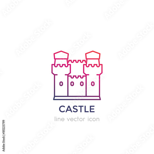 Fototapeta Naklejka Na Ścianę i Meble -  castle, fortress vector linear icon