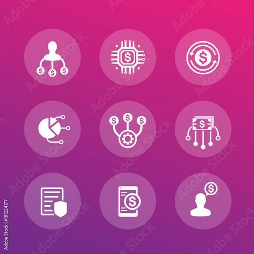 finance management and financial instruments vector icons