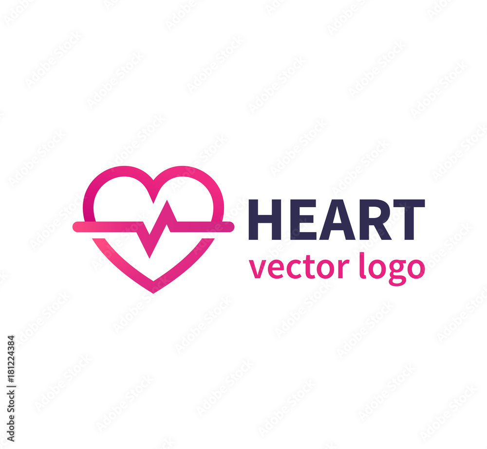 Heart vector logo for cardiology clinic, cardiologist