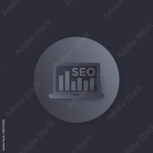seo vector icon with laptop and bar graph