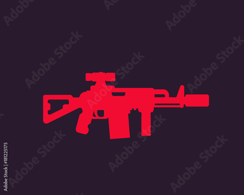 tactical assault rifle with silencer and optical sight