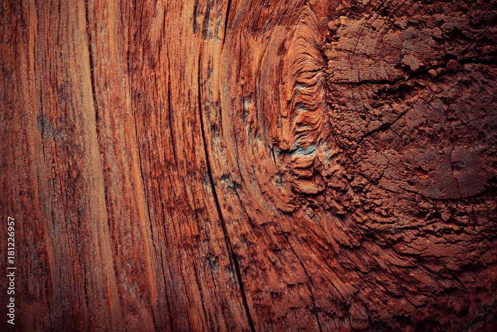 Naklejka premium Rough weathered wooden board. Rustic texture for background. Toned