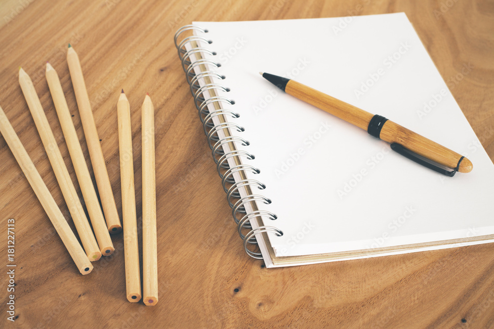 Office desktop with stationery items Office desktop with stationery items