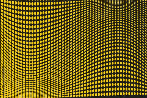 Abstract futuristic halftone pattern. Comic background. Dotted backdrop with circles  dots  point large scale. Black  yellow color