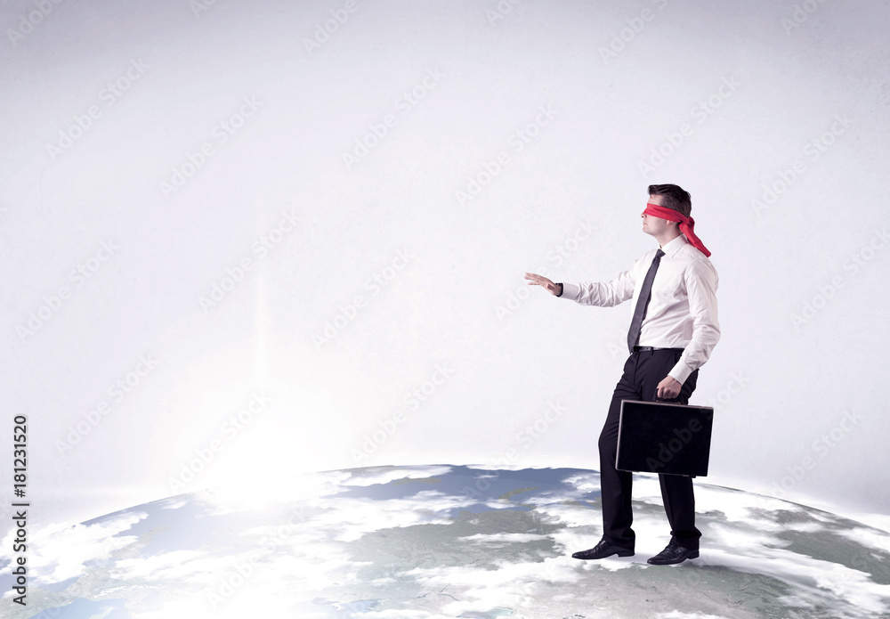 Blindfolded businessman