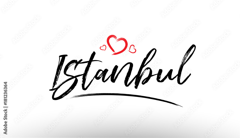 Obraz premium istanbul europe european city name love heart tourism logo icon design