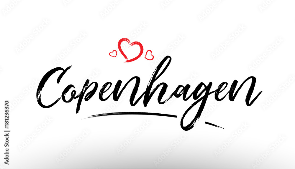 copenhagen europe european city name love heart tourism logo icon design