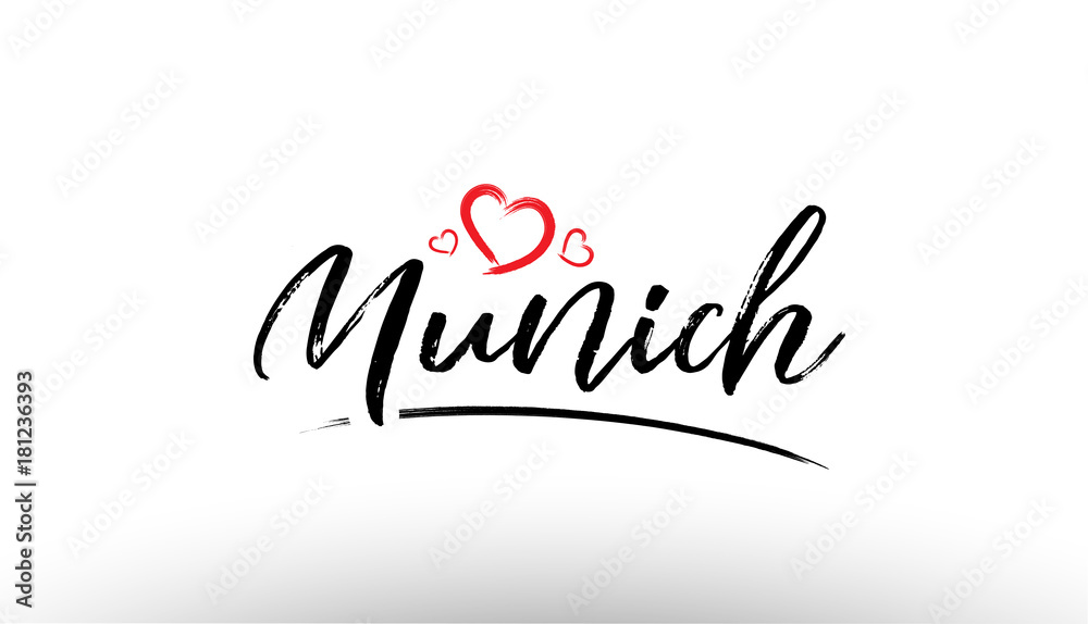 Naklejka premium munich europe european city name love heart tourism logo icon design