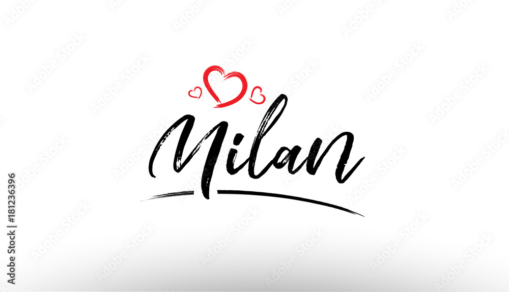 Naklejka premium milan europe european city name love heart tourism logo icon design