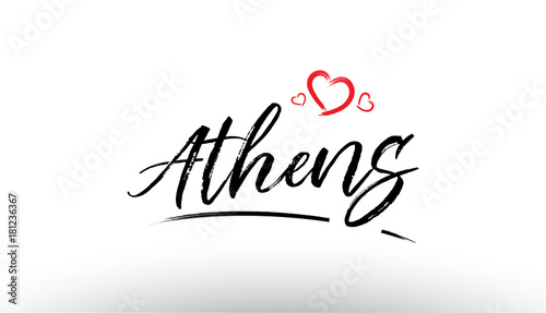 athens europe european city name love heart tourism logo icon design