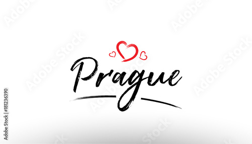 prague europe european city name love heart tourism logo icon design