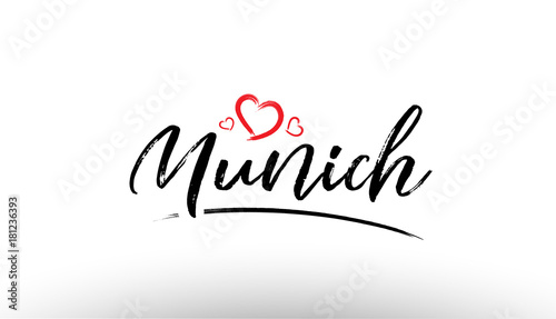 munich europe european city name love heart tourism logo icon design