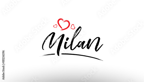 milan europe european city name love heart tourism logo icon design