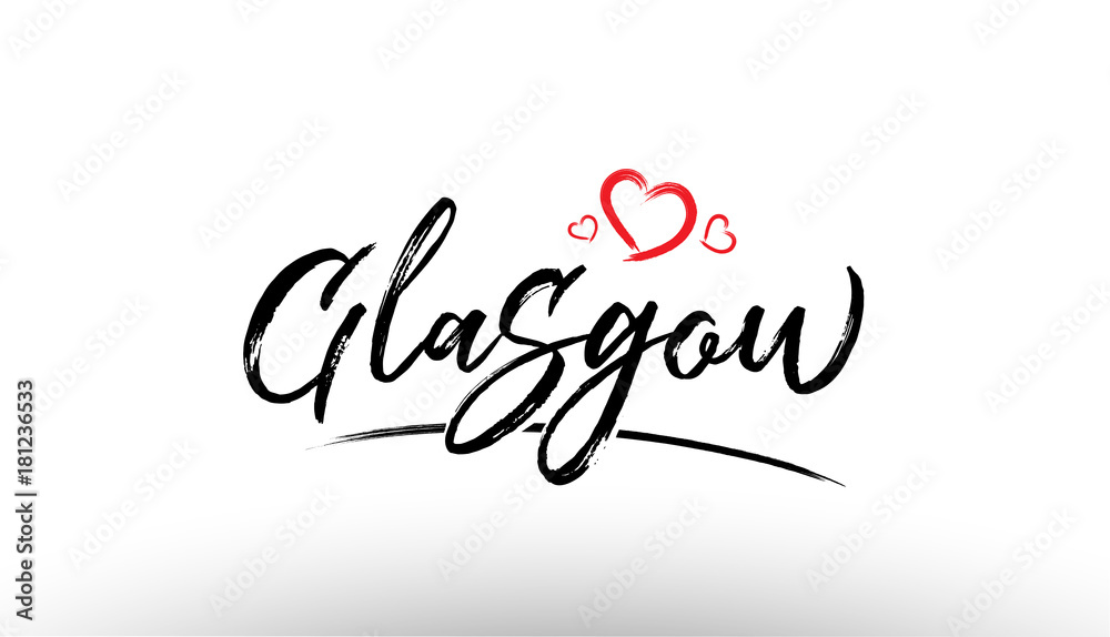 glasgow europe european city name love heart tourism logo icon design