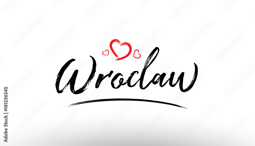 wroclaw europe european city name love heart tourism logo icon design