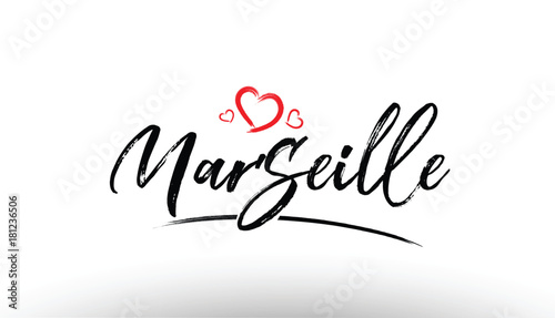 marseille europe european city name love heart tourism logo icon design