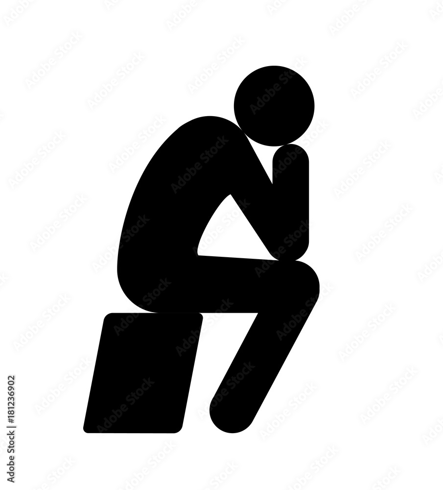 The Thinking Man Sculpture Icon. Vector Illustration Of A Thinking Man ...