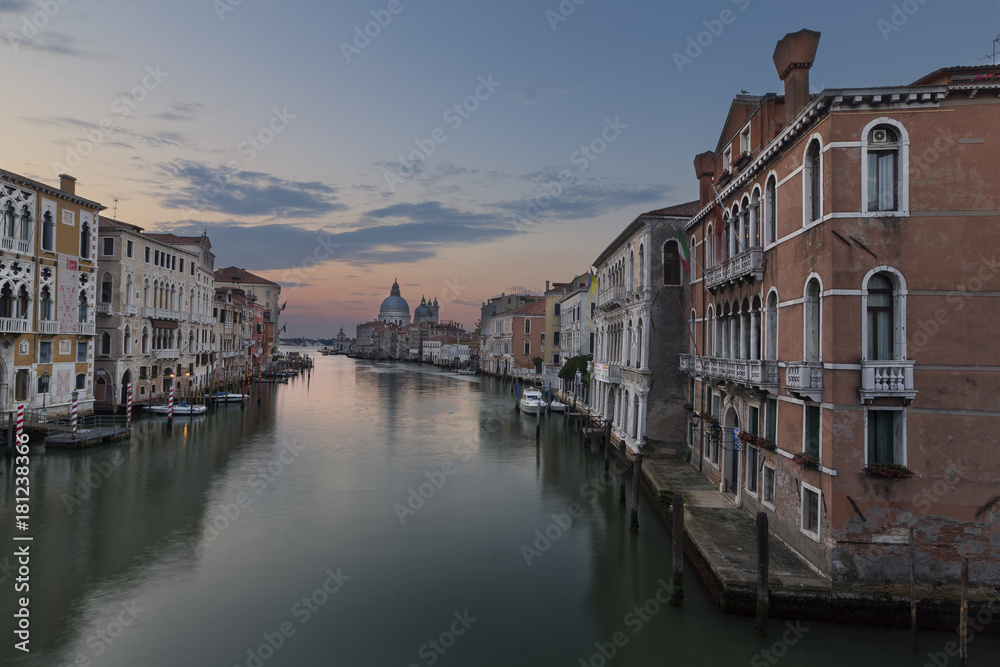 Sunrise photograph from Academia Bridge on the Grand Canal in Venice