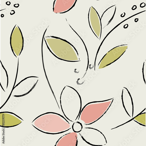 Abstract flower seamless pattern background. Hand drawing. Vector.