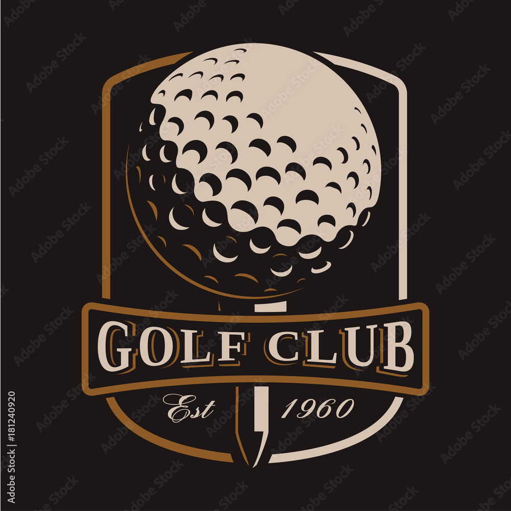Golf ball vector logo on dark background Stock Vector Adobe Stock