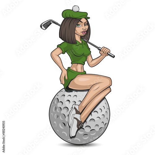 Golf ball with girl
