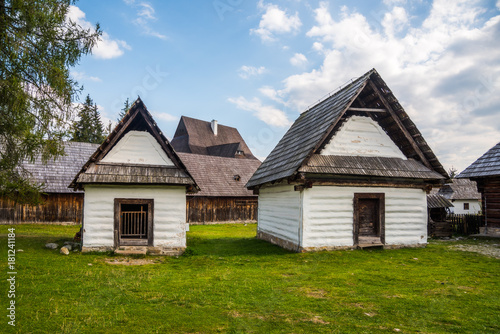 Traditional Slovakian Old Rural Buildings in Sunny Day