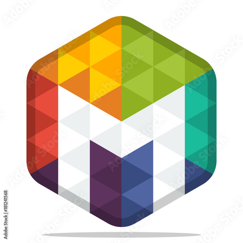 icon colorful hexagon logo with combination of the initials of the letter M