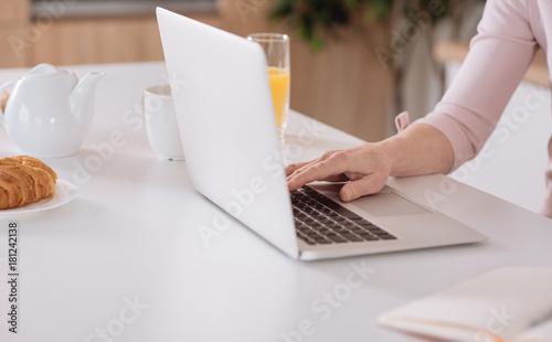 Nice elderly woman using her laptop