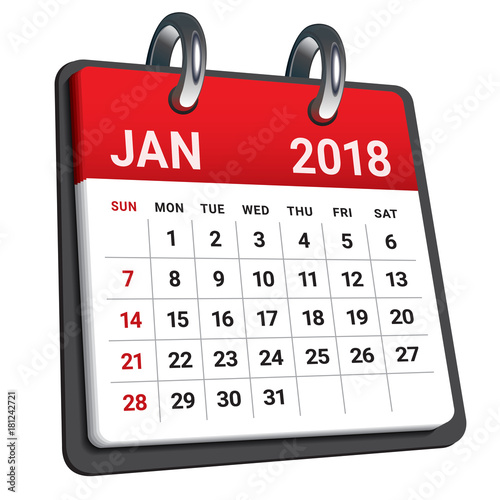 January 2018 calendar vector illustration