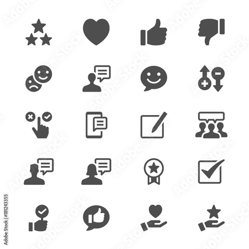 Feedback and review glyph icons