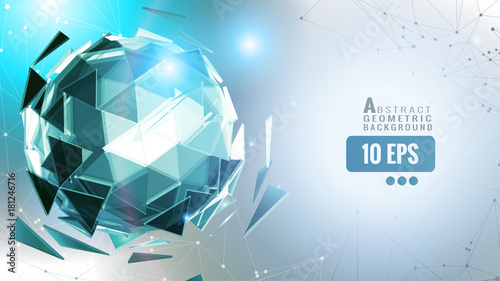 Glowing polygonal sphere on light space BG