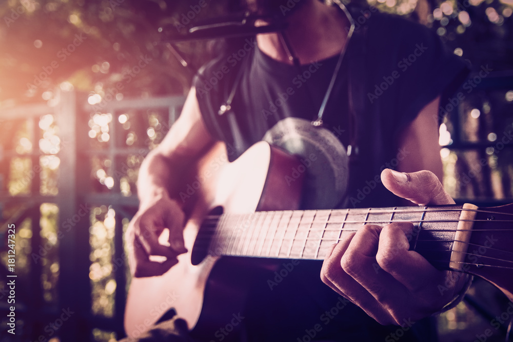 Fototapeta premium guitarist plays
