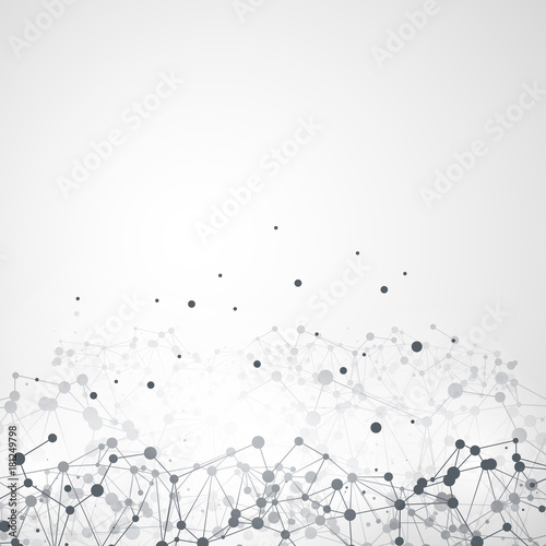 Fototapeta Naklejka Na Ścianę i Meble -  Black and White Modern Minimal Style Cloud Computing, Networks Structure, Telecommunications Concept Design, Network Connections, Transparent Geometric Wireframe - Vector Illustration