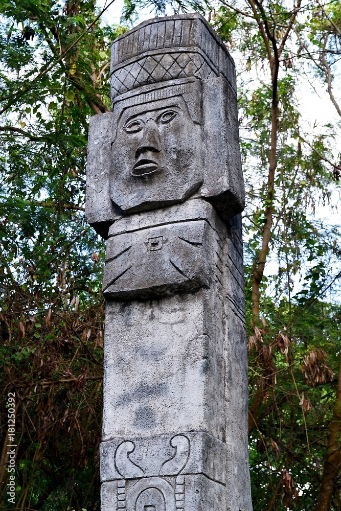 Decorative column in the style of the Maya. Indonesia Decorative column in the style of the Maya. Indonesia