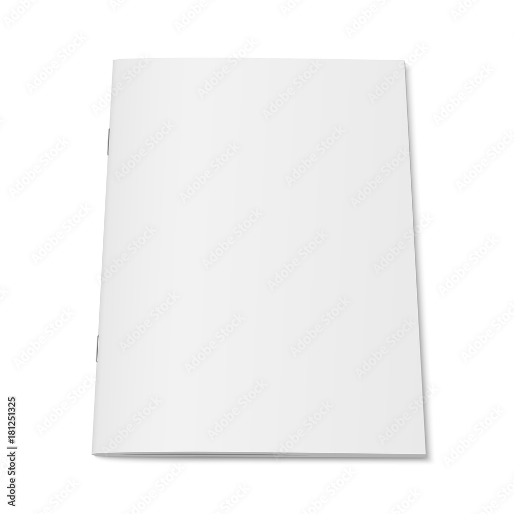 Vector white mock up of magazine isolated. Closed vertical booklet, brochure or notebook template on white background. 3d illustration for your design Vector white mock up of magazine isolated. Closed vertical booklet, brochure or notebook template on white background. 3d illustration for your design