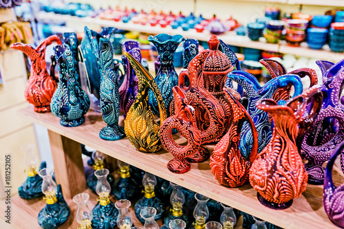 Ceramic traditional turkish souvenirs at grand bazaar, istanbul