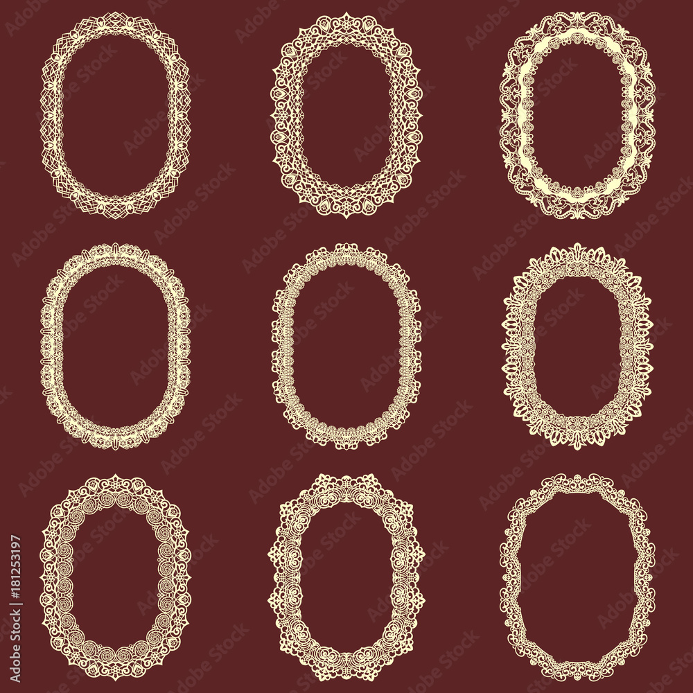 Template square greeting cards laser cut. Suitable for wedding invitations. Template greeting card for cutting plotter. Abstract round pattern. Vector illustrations. Template square greeting cards laser cut. Suitable for wedding invitations. Template greeting card for cutting plotter. Abstract round pattern. Vector illustrations.