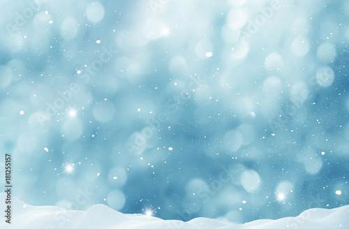 Christmas background with fir tree branch.Winter landscape