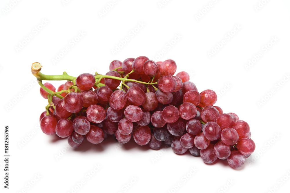 Red grapes on a white background