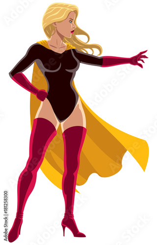 Superheroine Power / Illustration of superheroine using her superpower and directing it with her hand.  